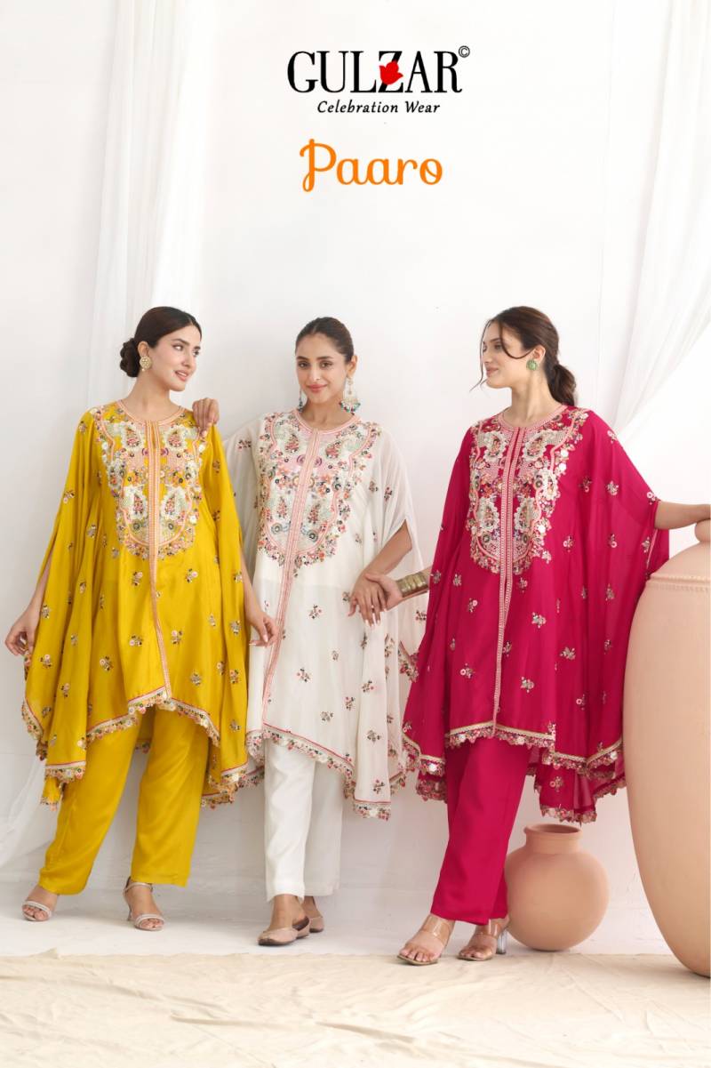 Gulzar Paaro Elegant Chinon Embroidery Designer Kaftan Collection