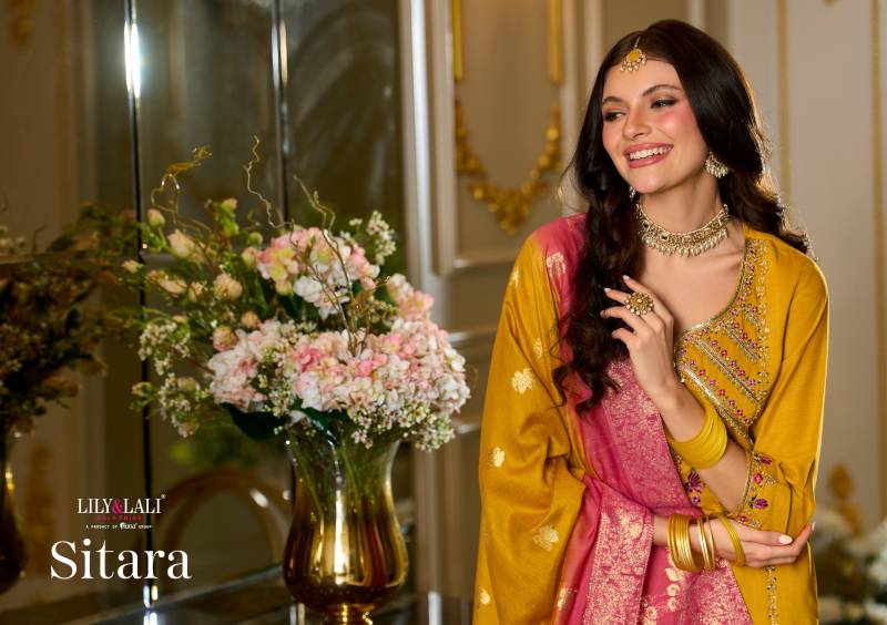 Lily And Lali Sitara Viscose Fancy Embroidery Work Kurti Pant And Dupatta