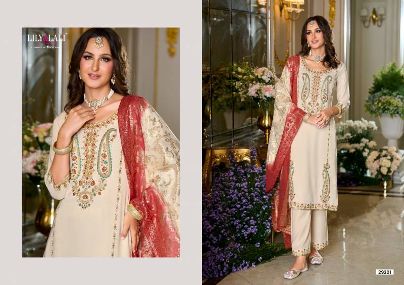 Lily And Lali Sitara Viscose Fancy Embroidery Work Kurti Pant And Dupatta