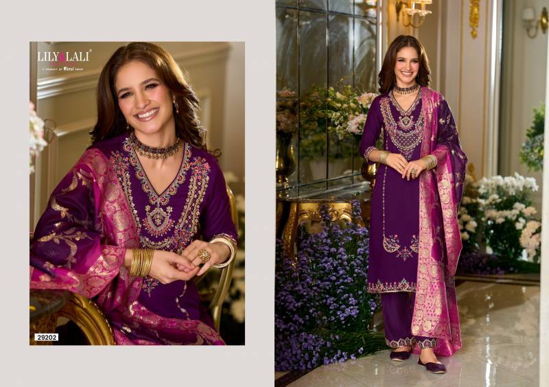 Lily And Lali Sitara Viscose Fancy Embroidery Work Kurti Pant And Dupatta