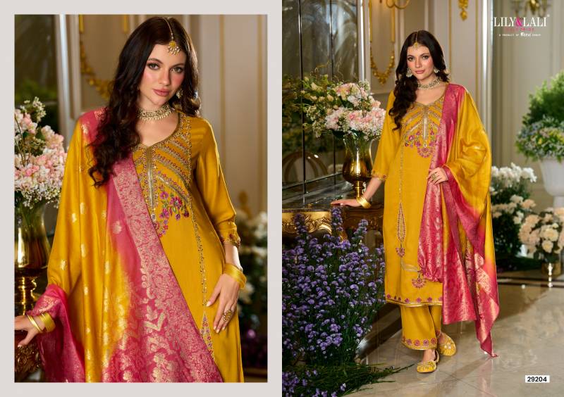 Lily And Lali Sitara Viscose Fancy Embroidery Work Kurti Pant And Dupatta