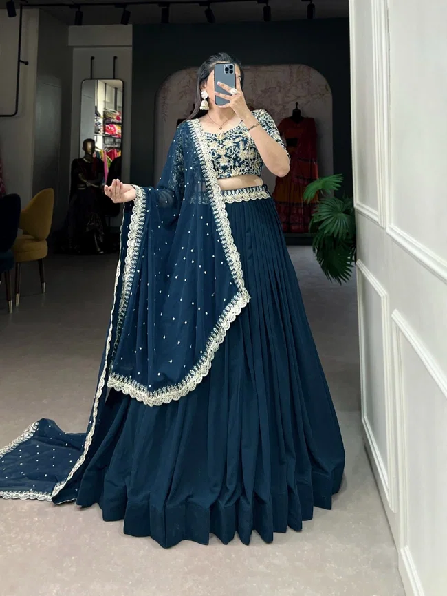 Lekha yf 1405 Georgette Plain With Embroidered Lehenga Choli