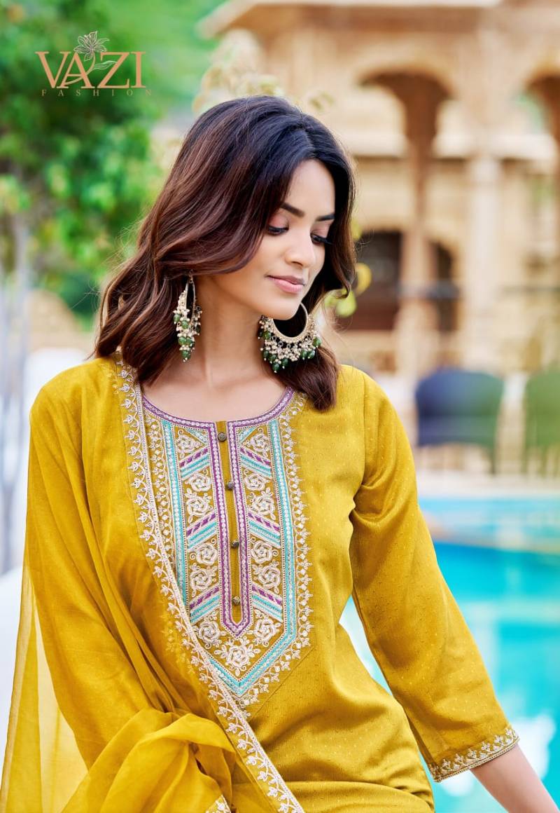 Vazi Zoya Viscose Handwork Festival Wear Kurti Pant and Dupatta Collection