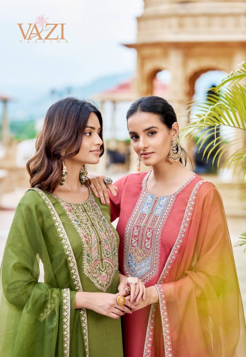 Vazi Zoya Viscose Handwork Festival Wear Kurti Pant and Dupatta Collection