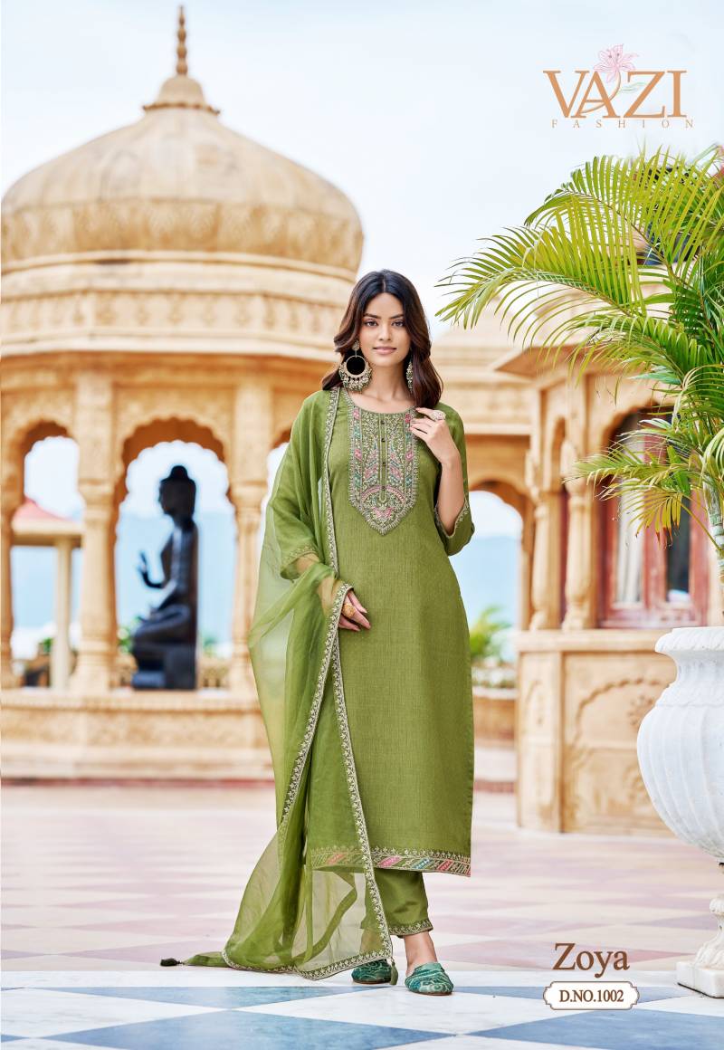 Vazi Zoya Viscose Handwork Festival Wear Kurti Pant and Dupatta Collection