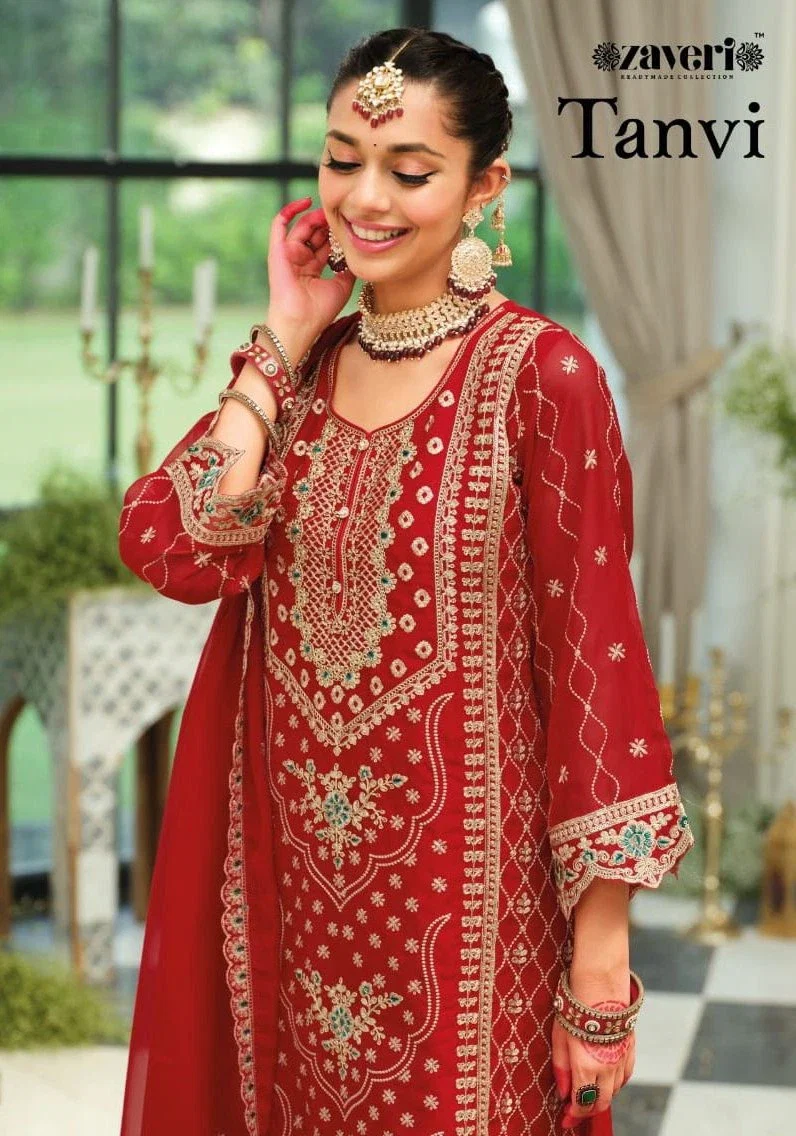 Zaveri Tanvi Soft Organza Embroidery Desiginer Salwar Suits Collection