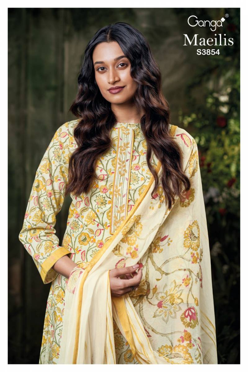 Ganga Maeilis 3854 Pure Wool Pashmina Printed Salwar Kameez Collection