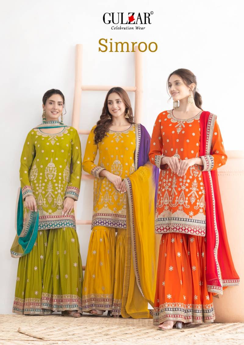 Gulzar Simroo Chinon Embroidery Work Festival Wear Collection