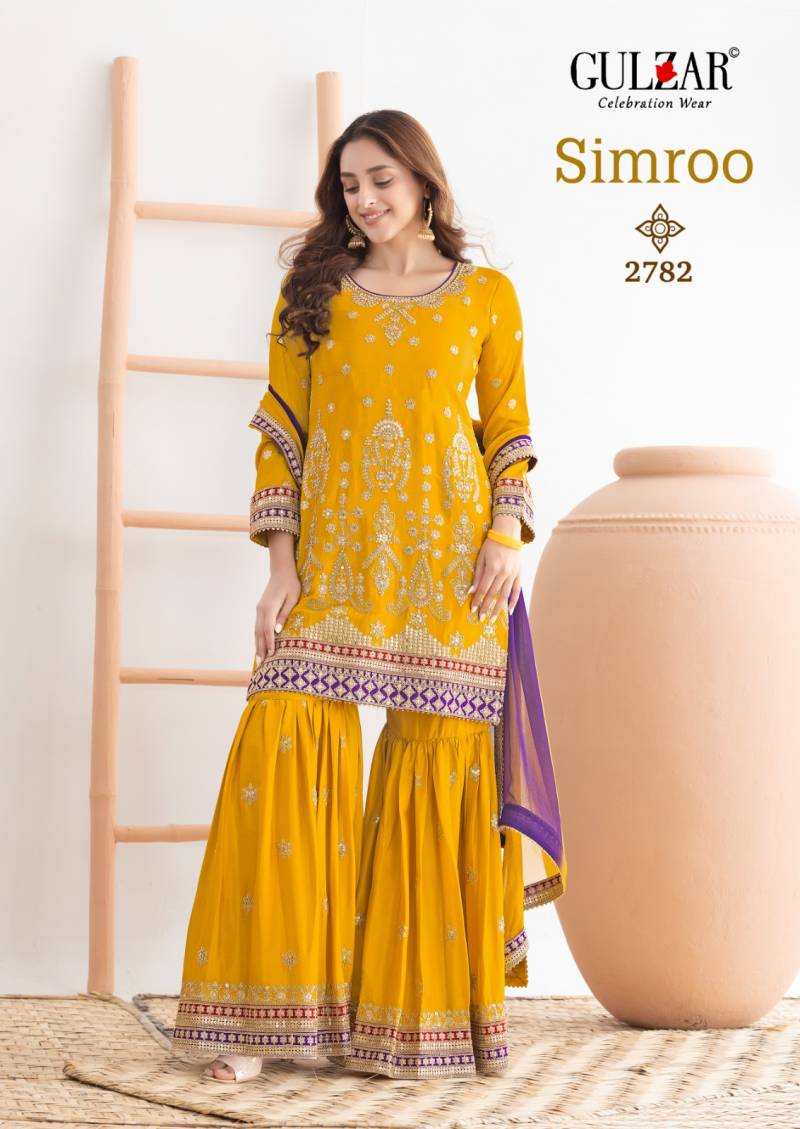 Gulzar Simroo Chinon Embroidery Work Festival Wear Collection