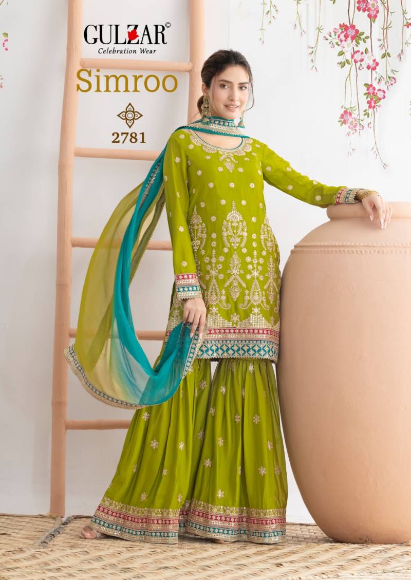 Gulzar Simroo Chinon Embroidery Work Festival Wear Collection