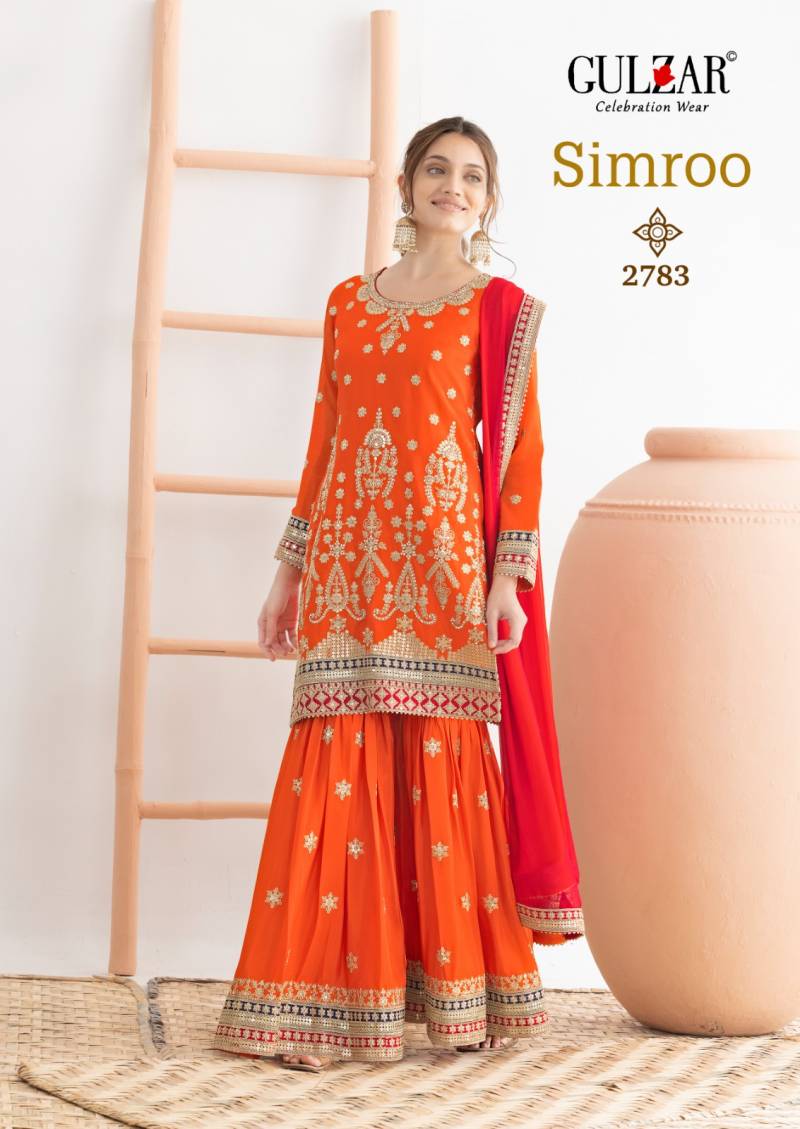 Gulzar Simroo Chinon Embroidery Work Festival Wear Collection