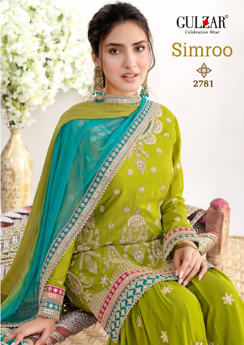 Gulzar Simroo Chinon Embroidery Work Festival Wear Collection