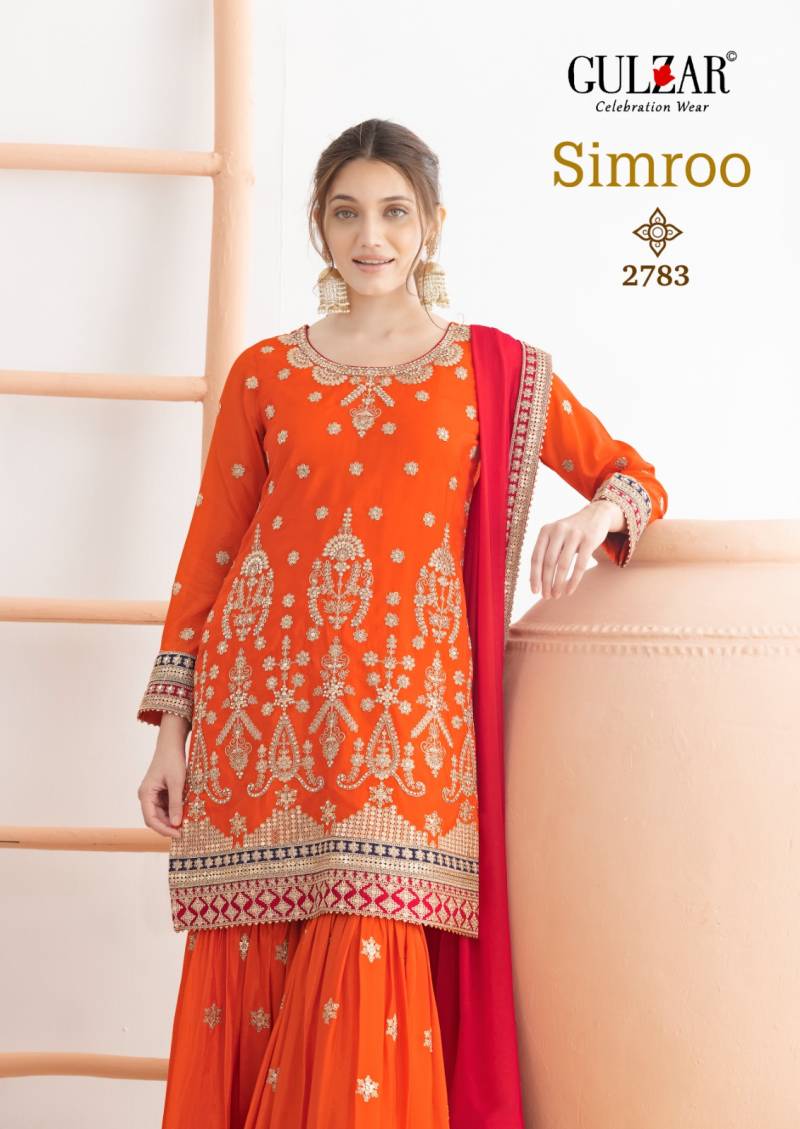 Gulzar Simroo Chinon Embroidery Work Festival Wear Collection