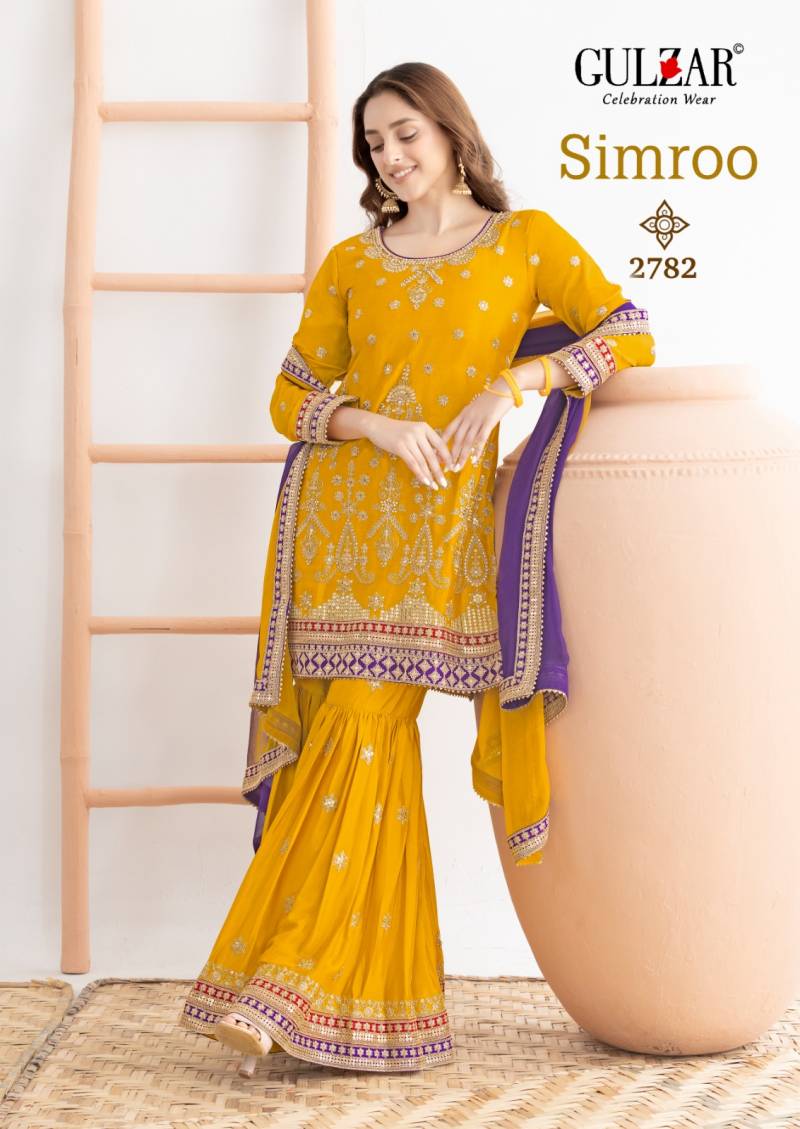 Gulzar Simroo Chinon Embroidery Work Festival Wear Collection
