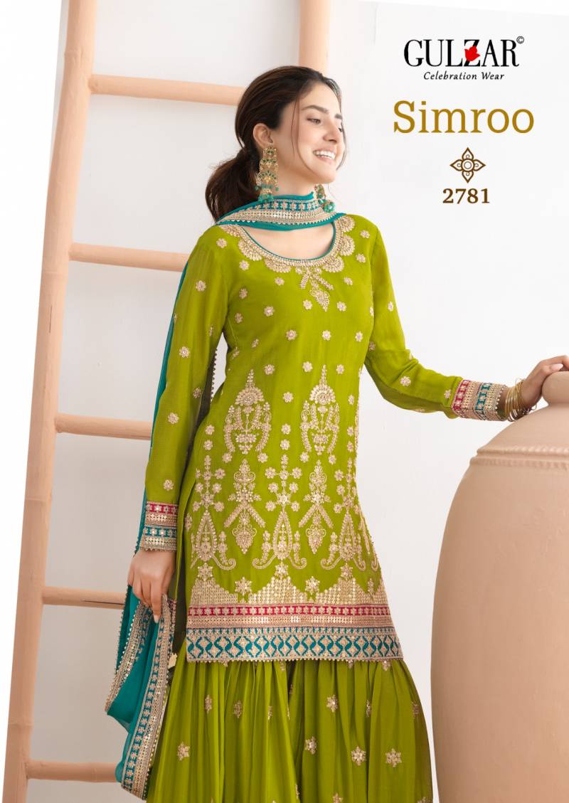 Gulzar Simroo Chinon Embroidery Work Festival Wear Collection