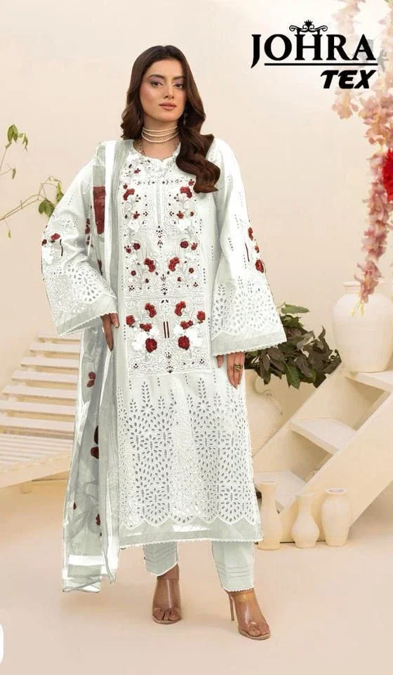 Johra Tex 179 B Cambric Cotton Embroidery Pakistani Salwar Suits