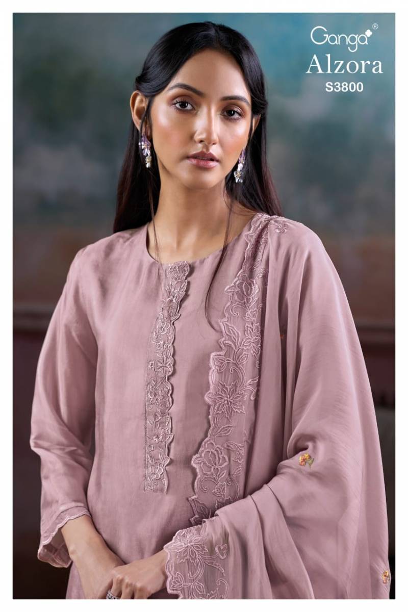 Ganga Alzora 3800 Bemberg Habutai Silk Salwar Suit Collection