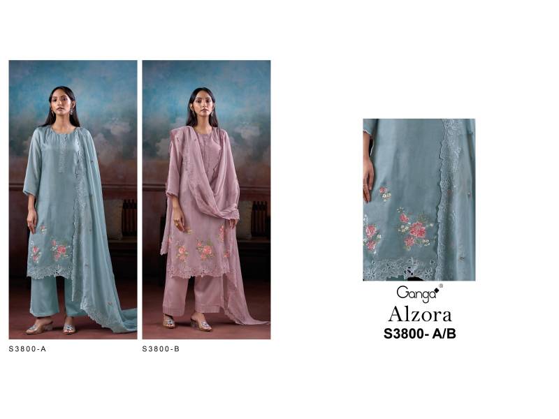 Ganga Alzora 3800 Bemberg Habutai Silk Salwar Suit Collection