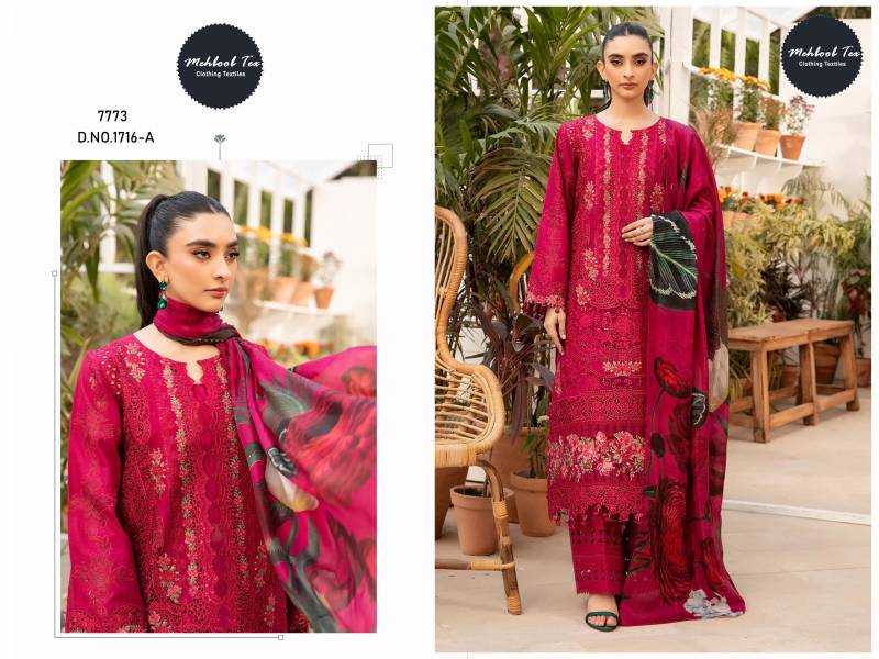 Mehboob Tex Ombre Premium Vol 3 Lawn Dupatta Cotton Embroidery Salwar Suits