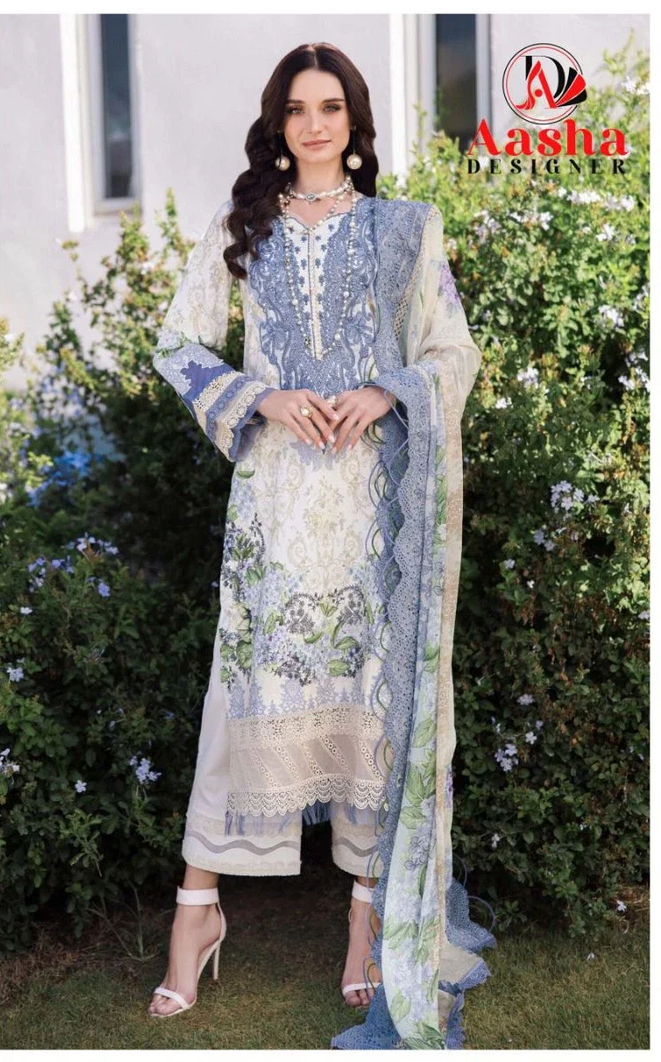 Aasha 1168 Lawn Dupatta Cotton Print Salwar Suits Collection