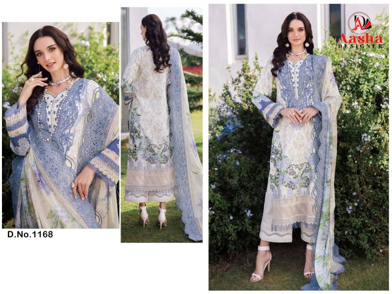 Aasha 1168 Lawn Dupatta Cotton Print Salwar Suits Collection