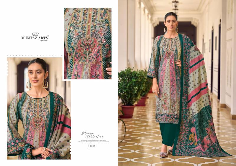Mumtaz Lilly Petals Modal Silk Print Foil Handwork Dress Material Collection