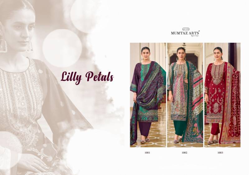 Mumtaz Lilly Petals Modal Silk Print Foil Handwork Dress Material Collection