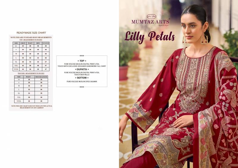 Mumtaz Lilly Petals Modal Silk Print Foil Handwork Dress Material Collection