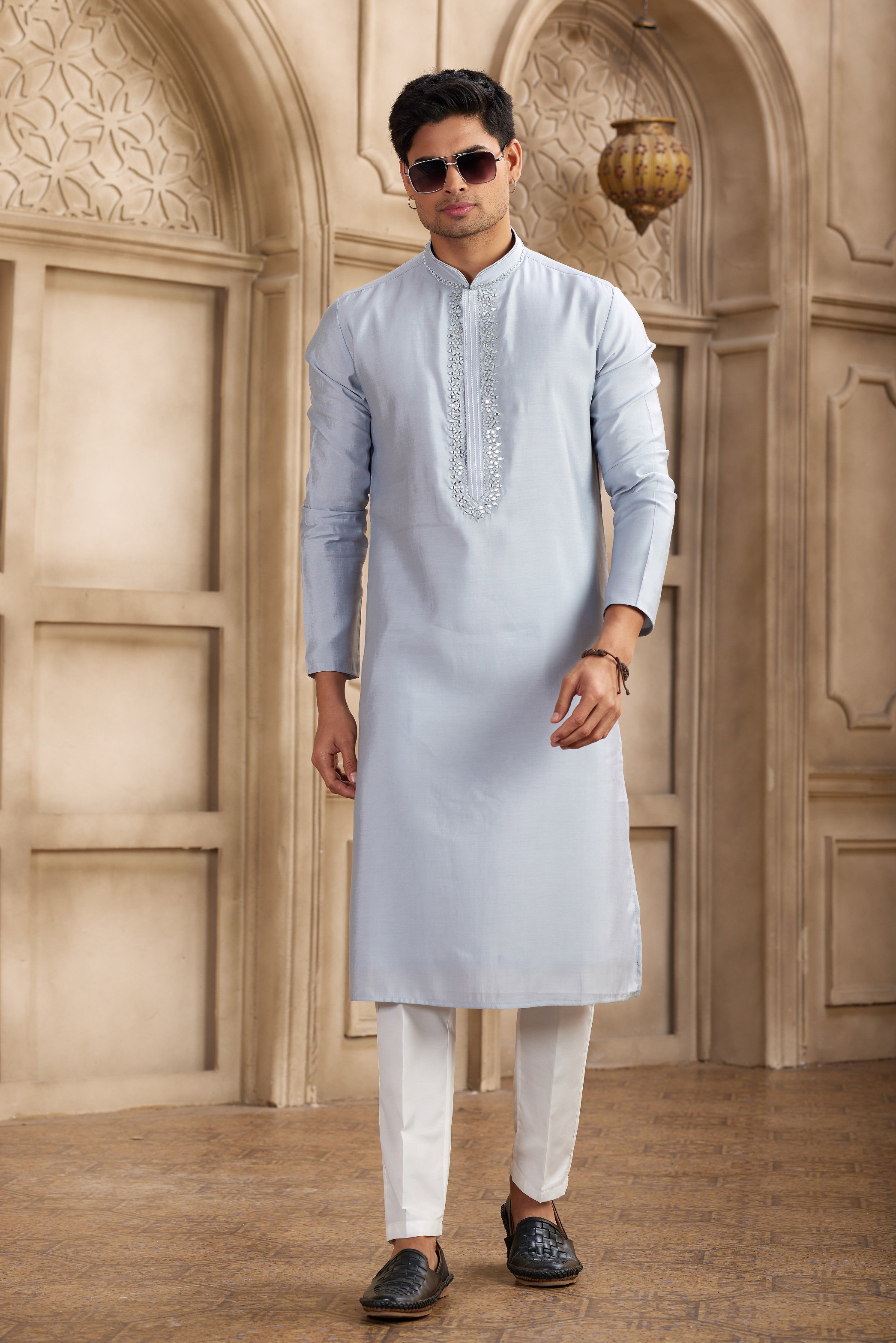 Sumi 3681 Plain Banarasi Art Silk Mens Kurta Pajama Collection