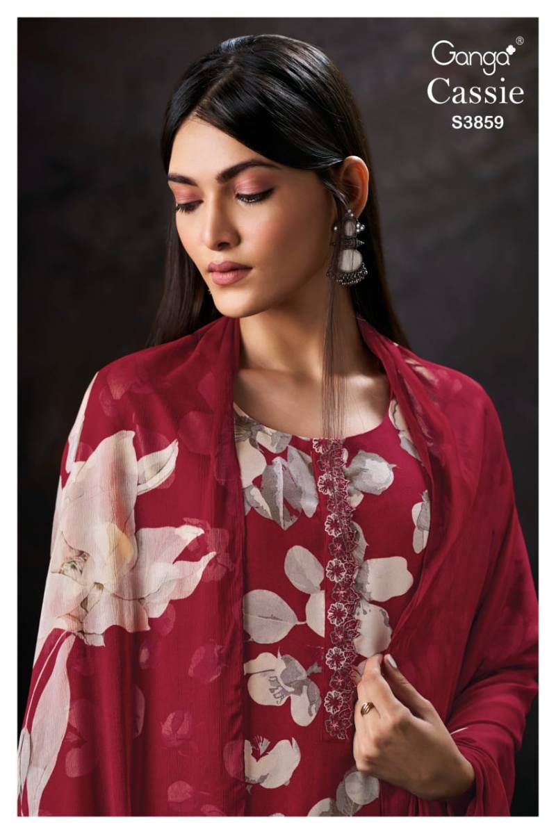 Ganga Cassie 3859 Pashmina Printed Embroidery Salwar Kameez Collection