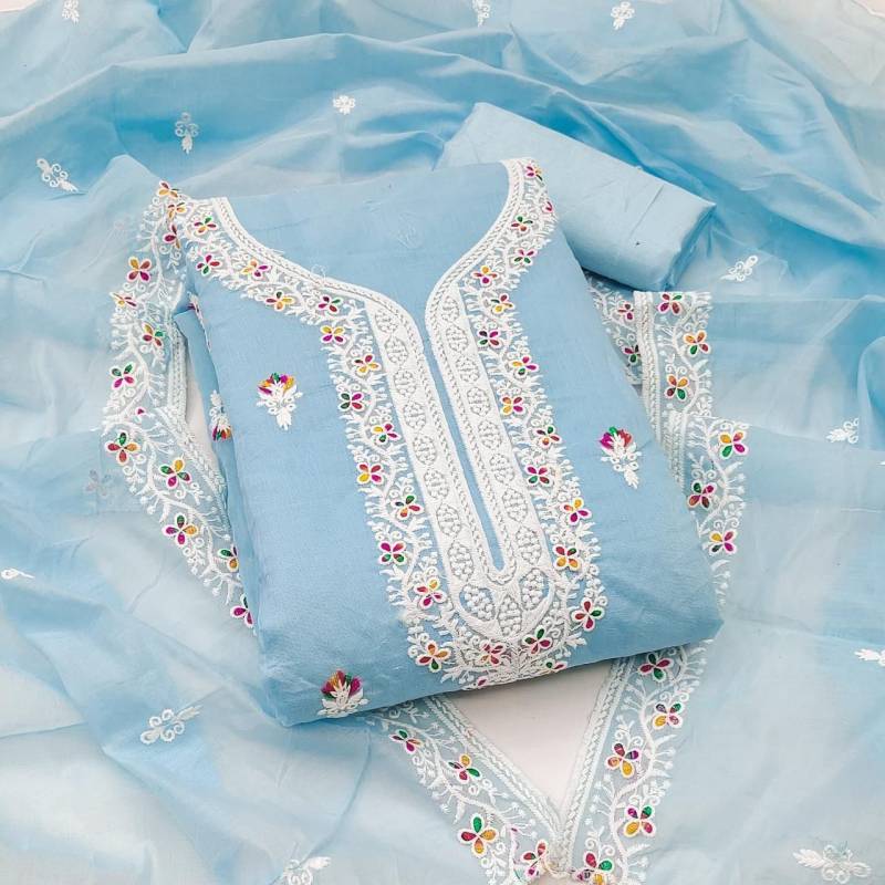 Radhika Designer Suits 25 Chanderi Embroidered Dress Material