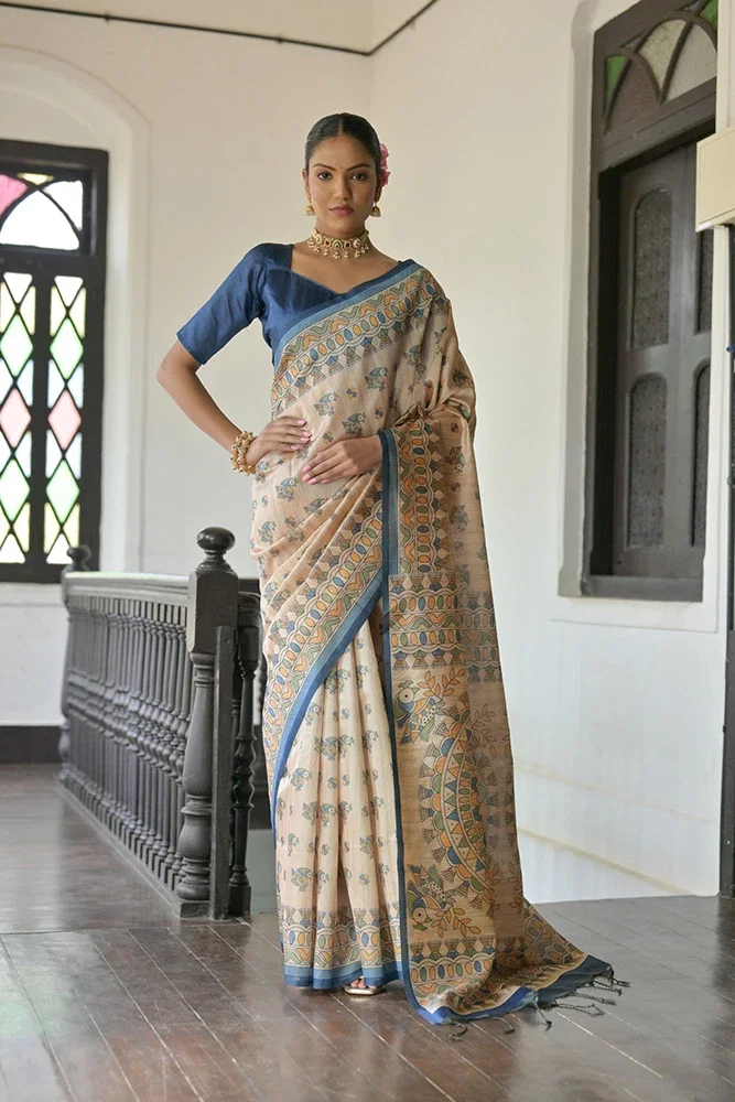 Jf 2558 To 2563 Soft Tussar Silk Printed Designer Saree Collection