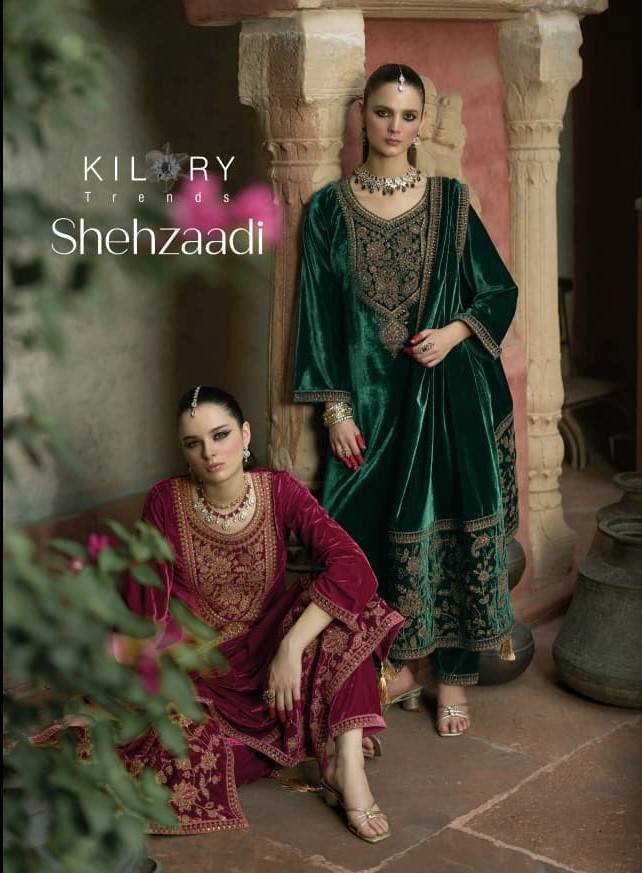 Kilory Shehzaadi Pure Velvet Embroidery Work Salwar Suit Collection