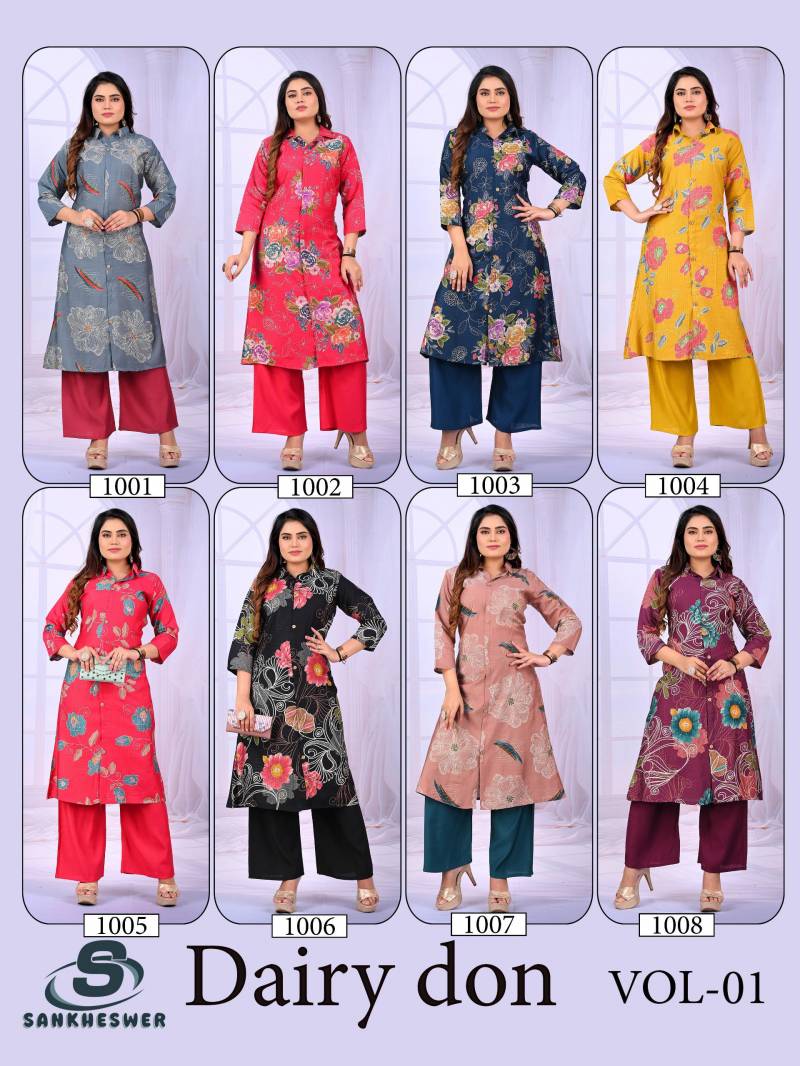 Sankheswer Dairy Don Vol 1 Viscose Printed Kurti With Bottom Collection