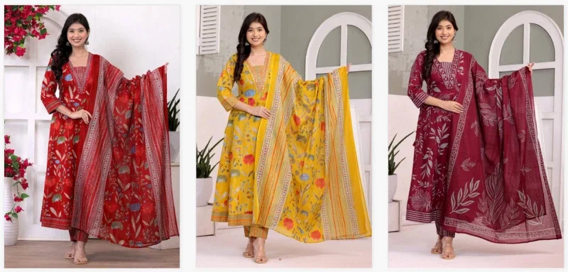 Naisha K 318 Vol 2 Cotton Kurti Pant And Dupatta Collection