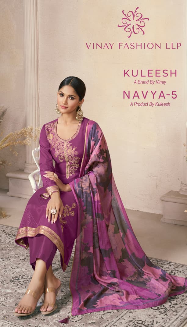 Vinay Kuleesh Nayva Vol 5 Viscose Muslin Jacquard Designer Salwar Suits