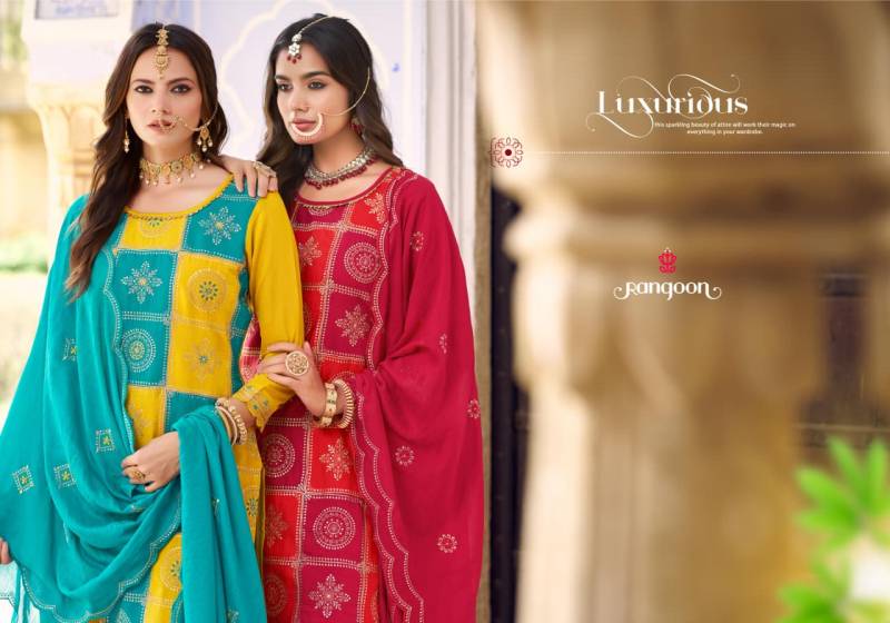 Rangoon Albeli Vol 2 Silk Fancy Work Kurti Pant And Dupatta Collection