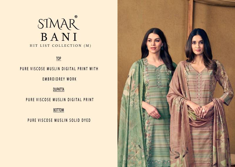 Glossy Simar Bani Pure Viscose Muslin Printed Salwar Kameez Collection