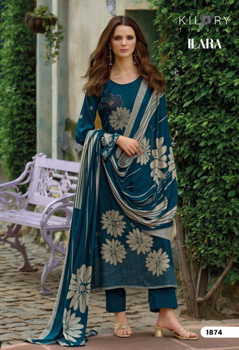 Kilory Ilara Pure Viscose Pashmina Digital Foil Print Salwar Kameez Collection