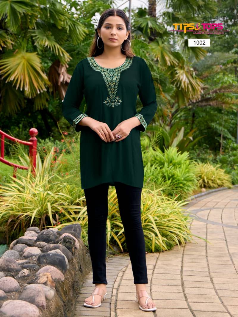 Tips And Tops Bubbly Vol 15 Rayon Slub Embroidery Tops Collection