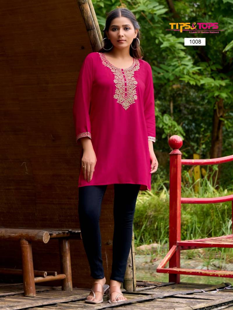 Tips And Tops Bubbly Vol 15 Rayon Slub Embroidery Tops Collection