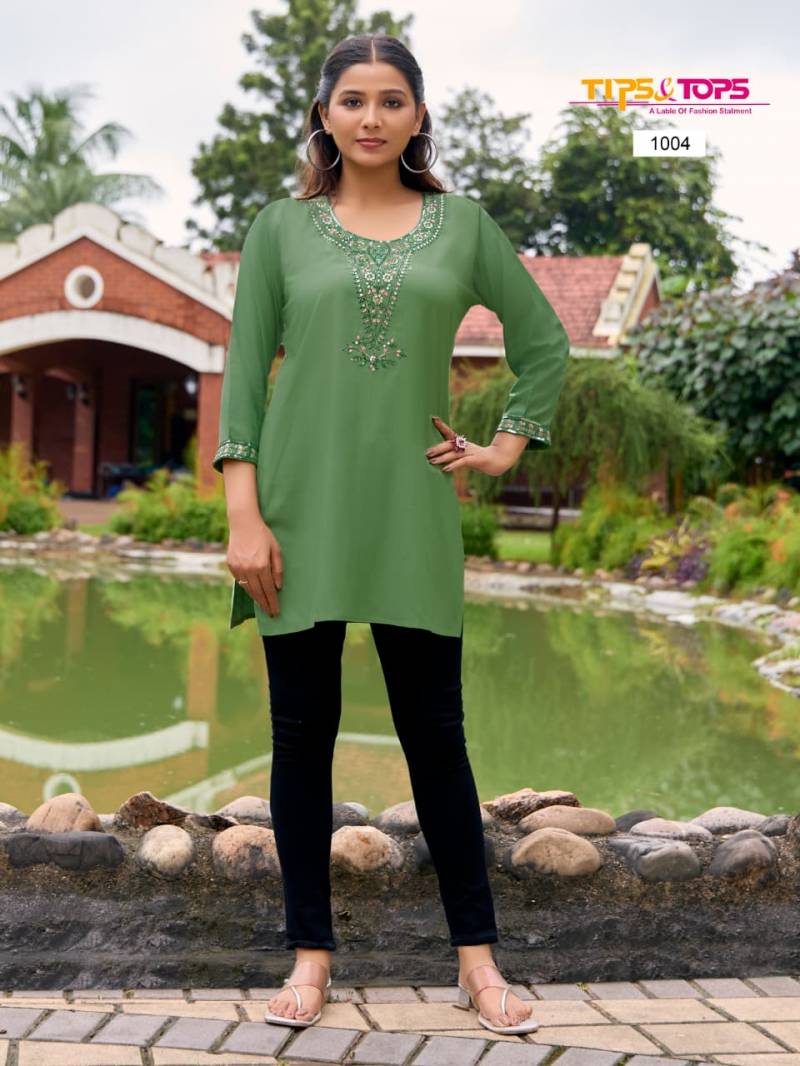 Tips And Tops Bubbly Vol 15 Rayon Slub Embroidery Tops Collection