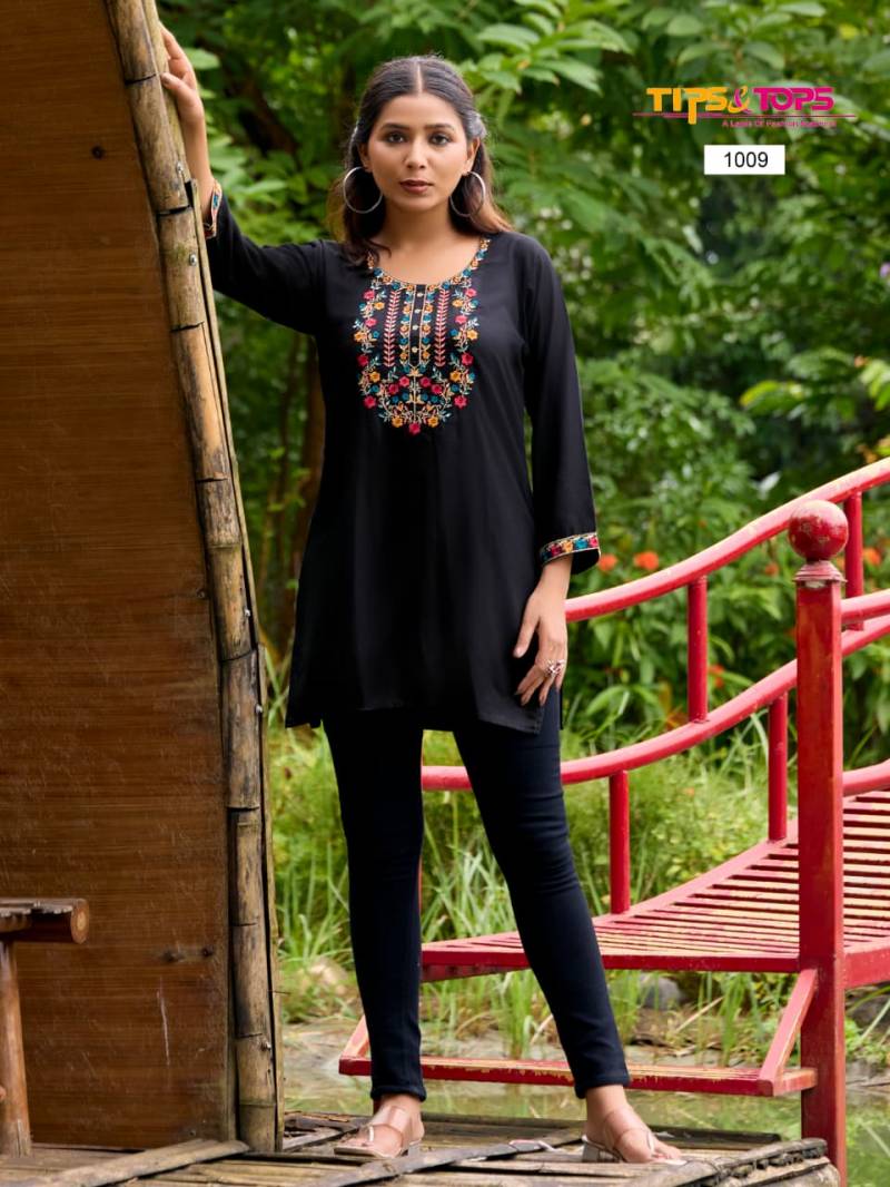Tips And Tops Bubbly Vol 15 Rayon Slub Embroidery Tops Collection