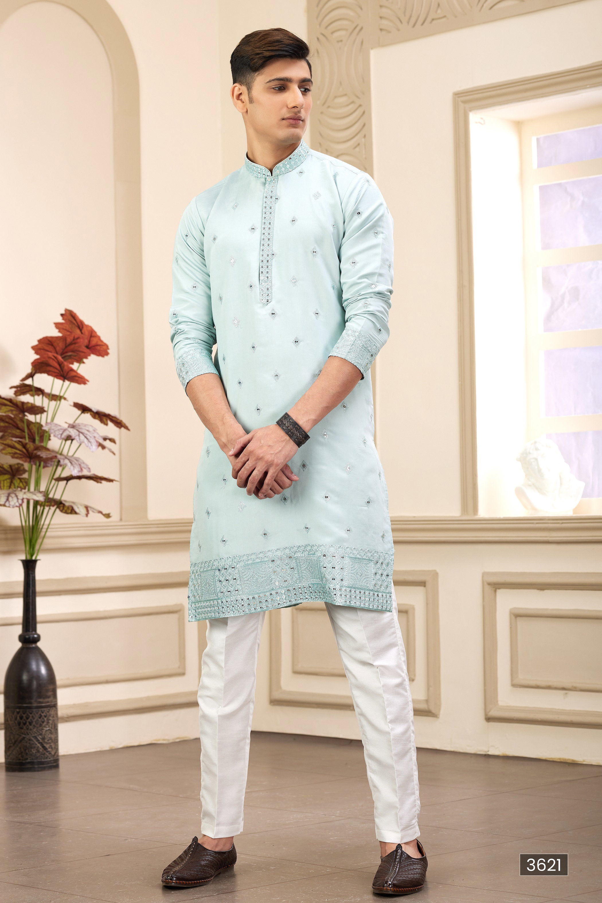Sumi 3621 Art Silk Thread Work Kurta Pajama Collection