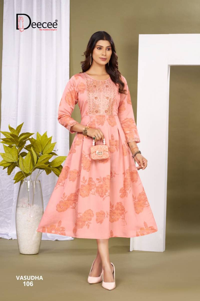 Deecee Vasudha Roman Foil Printed Flared Kurtis