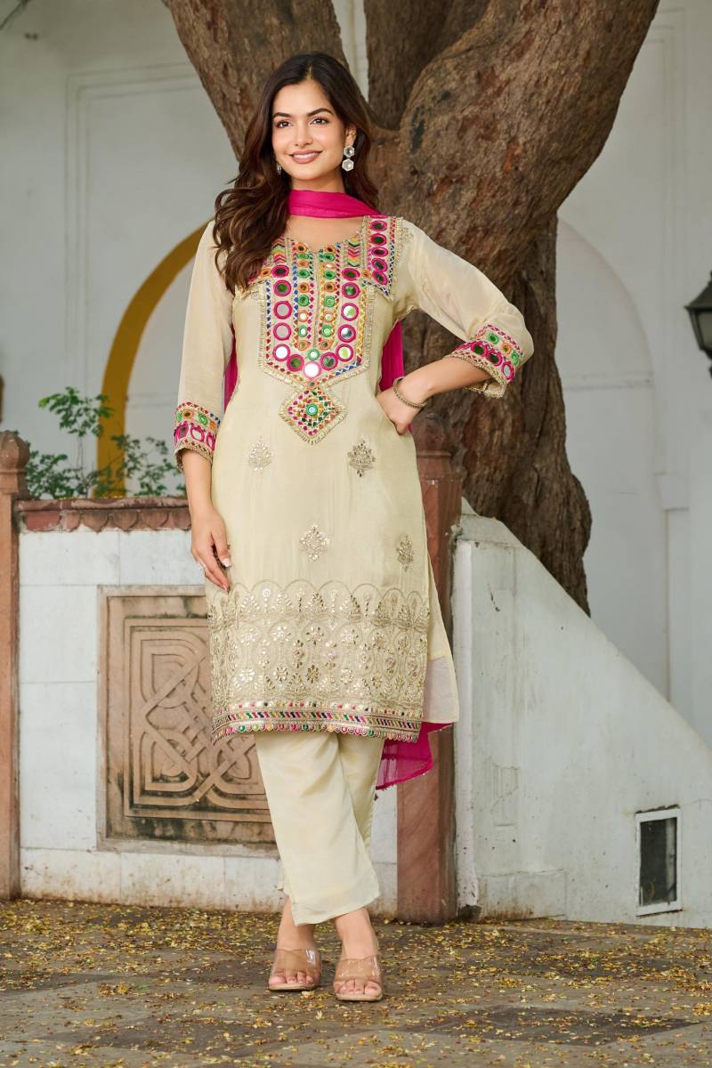 Afsana Mirror Simar With Handwork Potli Salwar Suits Collectoin
