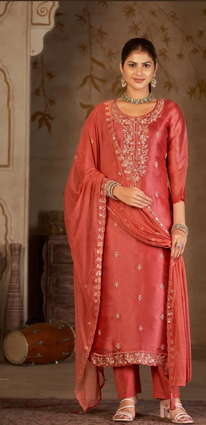 Four Dots Eesha Viscose Berberry Silk Dress Materials