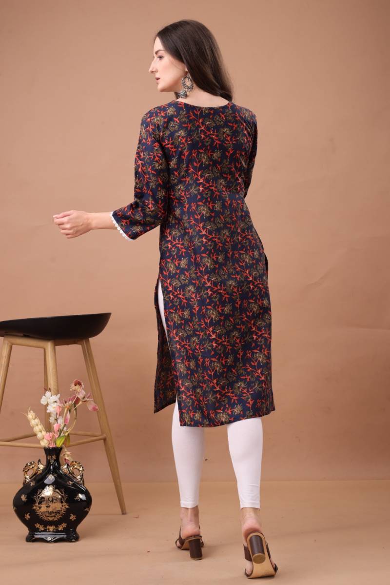 Fr Lace Border 1 Cotton Printed Office Wear Kurti Collection