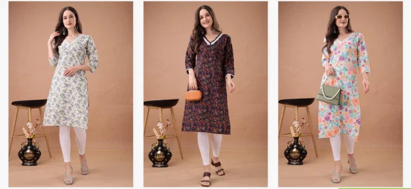 Fr Lace Border 1 Cotton Printed Office Wear Kurti Collection