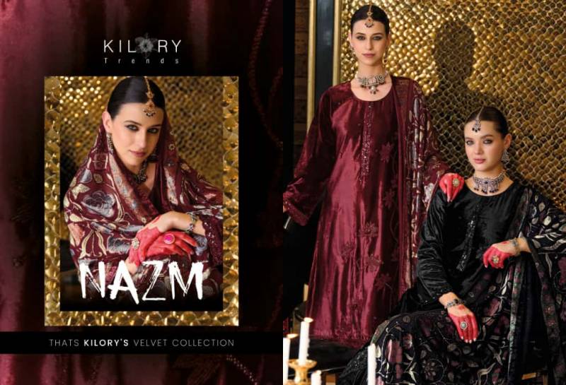 Kilory Nazm Velvet Embroidery Work Salwar Kameez Collection